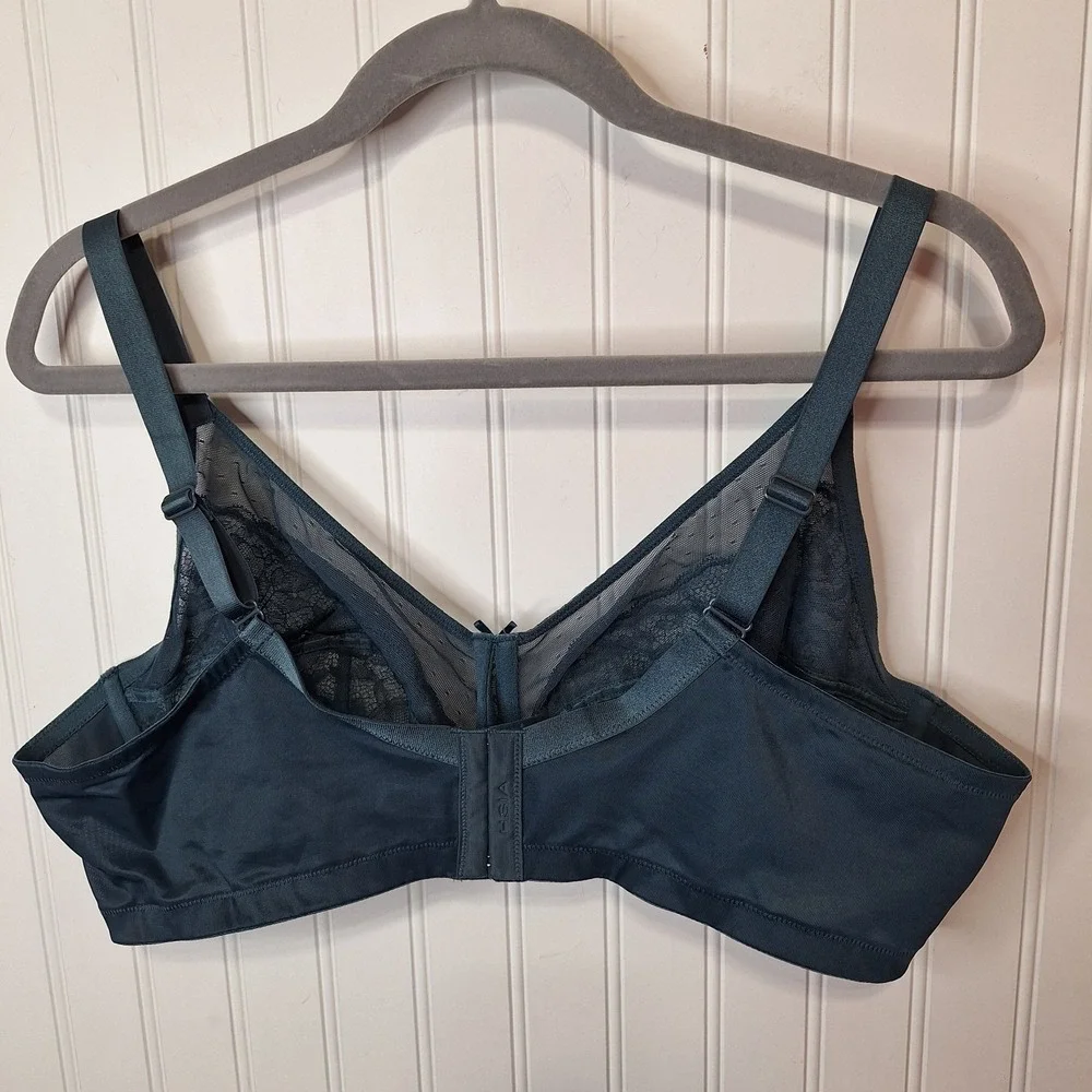HSIA Womens Green Lace Sexy Underwire Bra 46C Adjustable Strap Hook Eye Sheer‎